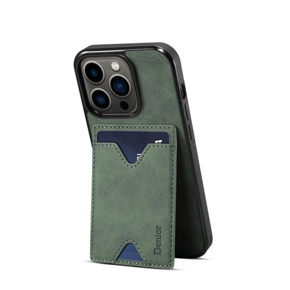 For iPhone 15 Pro Denior PU Back Cover Card Slot Holder Phone Case(Green) - iPhone 15 Pro Cases by Denior | Online Shopping UK | buy2fix