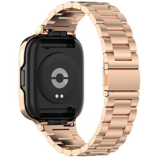 For Redmi Watch 3 Lite / Watch 3 Active 2 in 1 Three-bead Metal Watch Band with Watch Frame(Rose Gold) - Watch Bands by buy2fix | Online Shopping UK | buy2fix