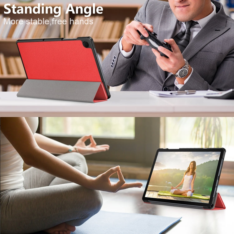For Samsung Galaxy Tab A9 Plus 3-folding Leather Smart Tablet Case(Red) - Galaxy Tab A9 by buy2fix | Online Shopping UK | buy2fix