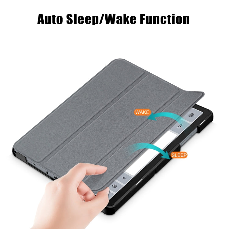 For Samsung Galaxy Tab A9 Plus 3-folding Leather Smart Tablet Case(Grey) - Galaxy Tab A9 by buy2fix | Online Shopping UK | buy2fix