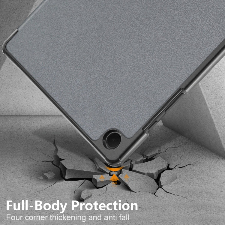 For Samsung Galaxy Tab A9 Plus 3-folding Leather Smart Tablet Case(Grey) - Galaxy Tab A9 by buy2fix | Online Shopping UK | buy2fix