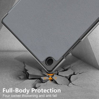For Samsung Galaxy Tab A9 Plus 3-folding Leather Smart Tablet Case(Grey) - Galaxy Tab A9 by buy2fix | Online Shopping UK | buy2fix