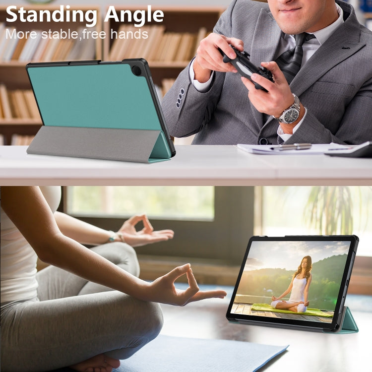 For Samsung Galaxy Tab A9 Plus 3-folding Leather Smart Tablet Case(Green) - Galaxy Tab A9 by buy2fix | Online Shopping UK | buy2fix