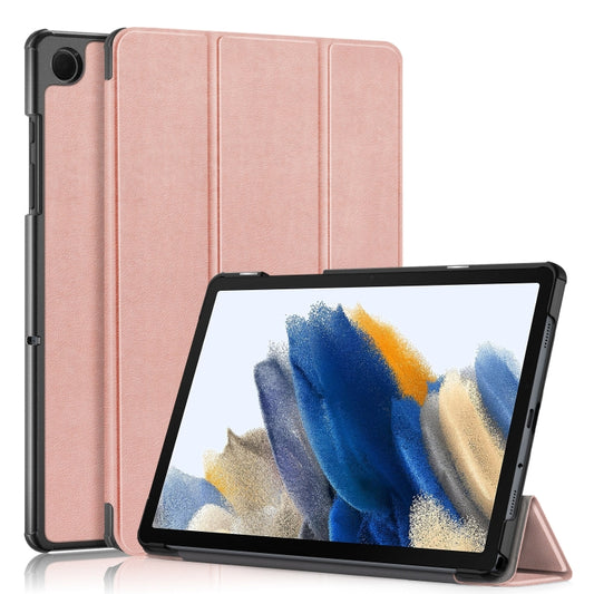 For Samsung Galaxy Tab A9 Plus 3-folding Leather Smart Tablet Case(Rose Gold) - Galaxy Tab A9 by buy2fix | Online Shopping UK | buy2fix