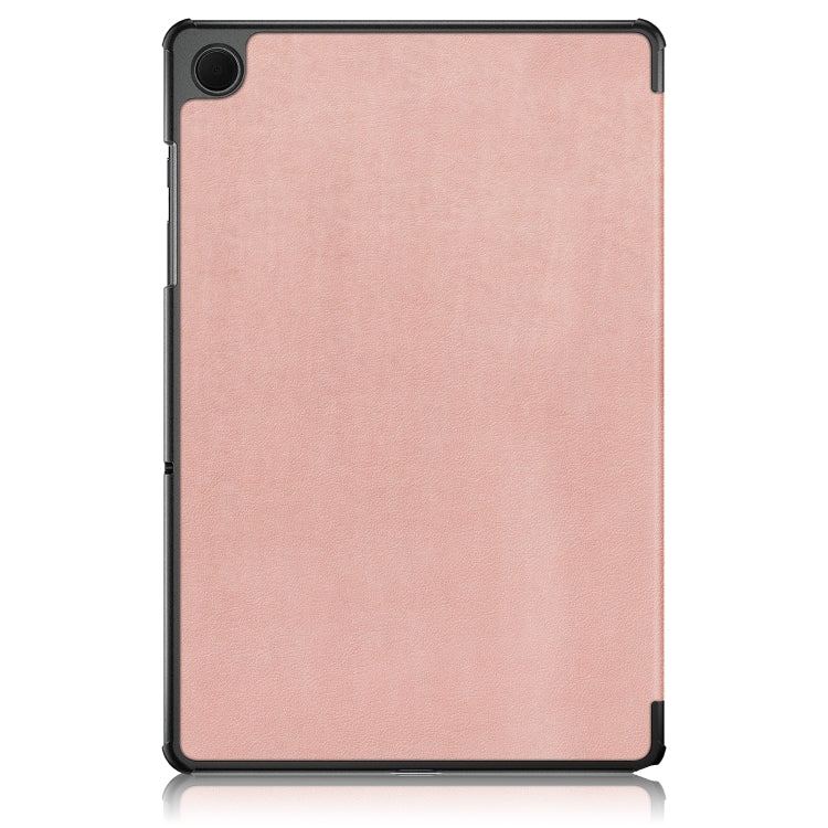 For Samsung Galaxy Tab A9 Plus 3-folding Leather Smart Tablet Case(Rose Gold) - Galaxy Tab A9 by buy2fix | Online Shopping UK | buy2fix