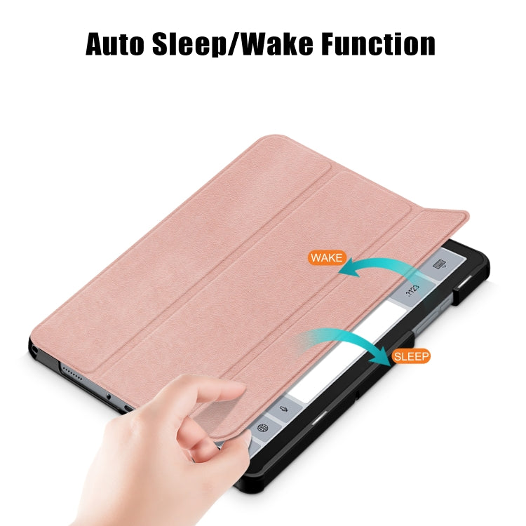 For Samsung Galaxy Tab A9 Plus 3-folding Leather Smart Tablet Case(Rose Gold) - Galaxy Tab A9 by buy2fix | Online Shopping UK | buy2fix