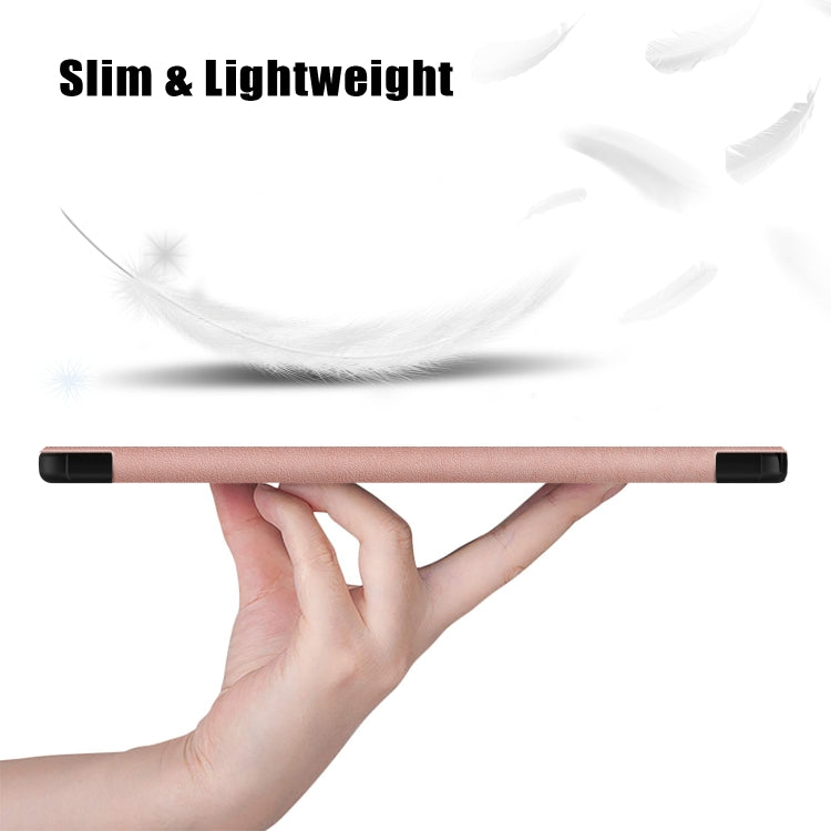 For Samsung Galaxy Tab A9 Plus 3-folding Leather Smart Tablet Case(Rose Gold) - Galaxy Tab A9 by buy2fix | Online Shopping UK | buy2fix