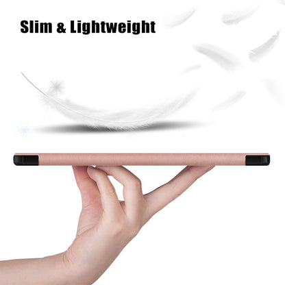 For Samsung Galaxy Tab A9 Plus 3-folding Leather Smart Tablet Case(Rose Gold) - Galaxy Tab A9 by buy2fix | Online Shopping UK | buy2fix