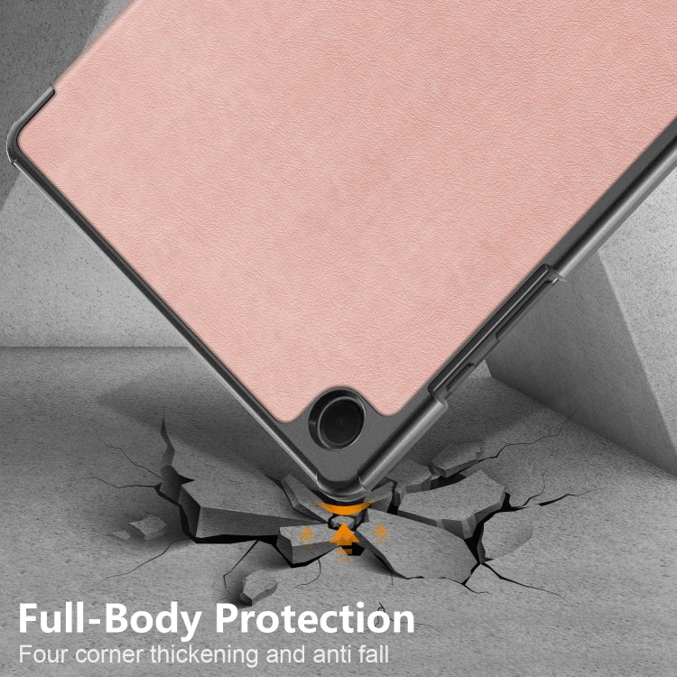 For Samsung Galaxy Tab A9 Plus 3-folding Leather Smart Tablet Case(Rose Gold) - Galaxy Tab A9 by buy2fix | Online Shopping UK | buy2fix