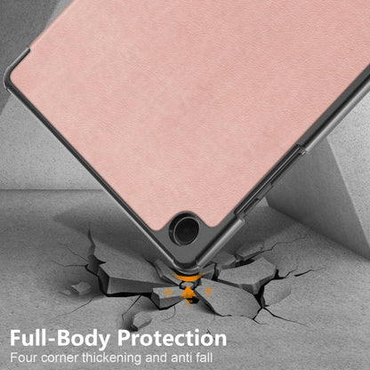 For Samsung Galaxy Tab A9 Plus 3-folding Leather Smart Tablet Case(Rose Gold) - Galaxy Tab A9 by buy2fix | Online Shopping UK | buy2fix