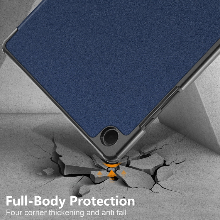 For Samsung Galaxy Tab A9 Plus 3-folding Leather Smart Tablet Case(Dark Blue) - Galaxy Tab A9 by buy2fix | Online Shopping UK | buy2fix