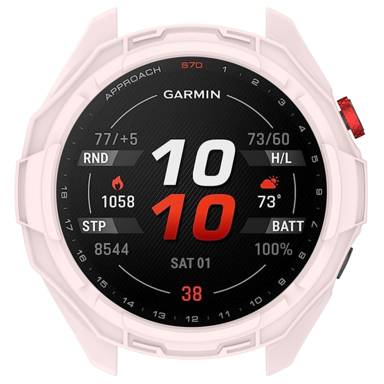 For Garmin Approach S70 47mm Armor Hollow Watch Protective Case(Light Pink) - Watch Cases by buy2fix | Online Shopping UK | buy2fix