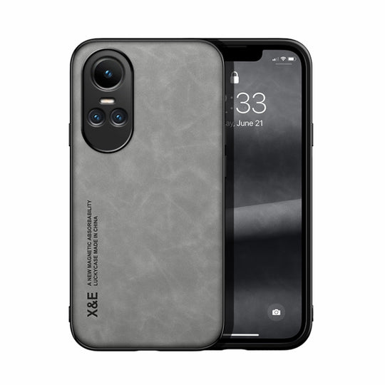For OPPO Reno10 / Reno10 Pro Global Skin Feel Magnetic Leather Back Phone Case(Light Grey)