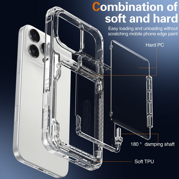 For iPhone 16 Pro Max Crystal Clear Flip Card Slot Phone Case(Transparent) by buy2fix