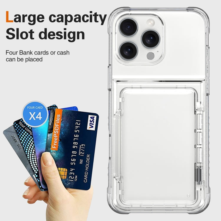 For iPhone 16 Pro Max Crystal Clear Flip Card Slot Phone Case(Transparent) by buy2fix