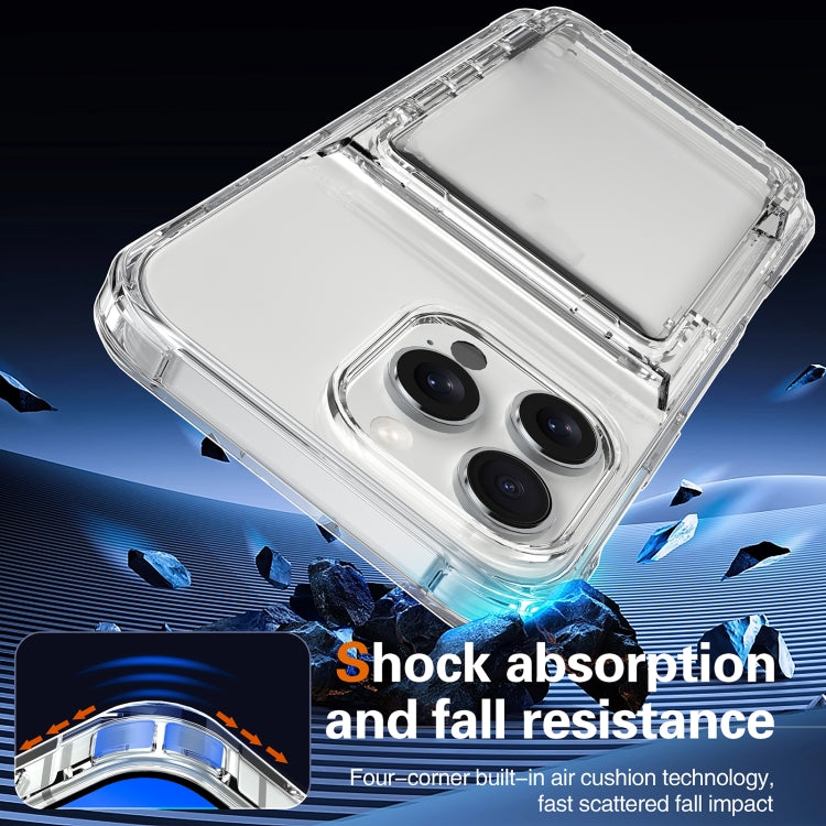 For iPhone 16 Pro Max Crystal Clear Flip Card Slot Phone Case(Transparent) by buy2fix