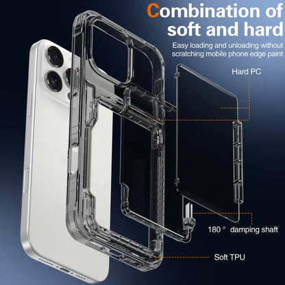 For iPhone 16 Pro Max Crystal Clear Flip Card Slot Phone Case(Transparent Black) by buy2fix