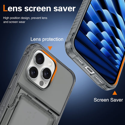 For iPhone 16 Pro Max Crystal Clear Flip Card Slot Phone Case(Transparent Black) by buy2fix