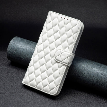 For Samsung Galaxy S24 Ultra 5G Diamond Lattice Wallet Flip Leather Phone Case(White) - Galaxy S24 Ultra 5G Cases by buy2fix | Online Shopping UK | buy2fix