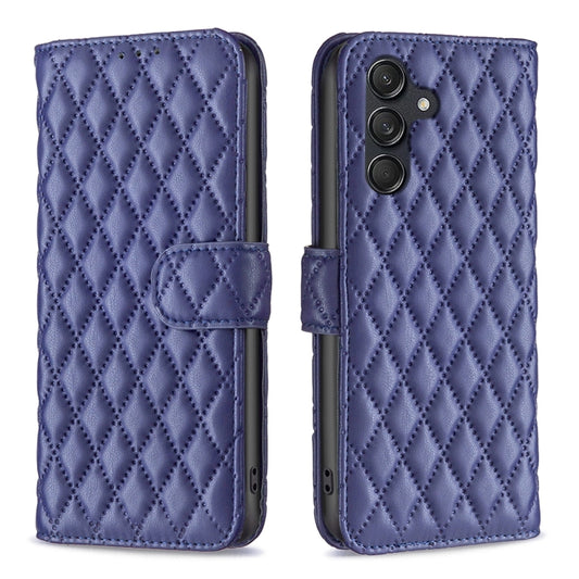 For Samsung Galaxy M55 Diamond Lattice Wallet Flip Leather Phone Case(Blue) by buy2fix