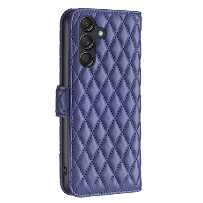 For Samsung Galaxy M55 Diamond Lattice Wallet Flip Leather Phone Case(Blue) by buy2fix