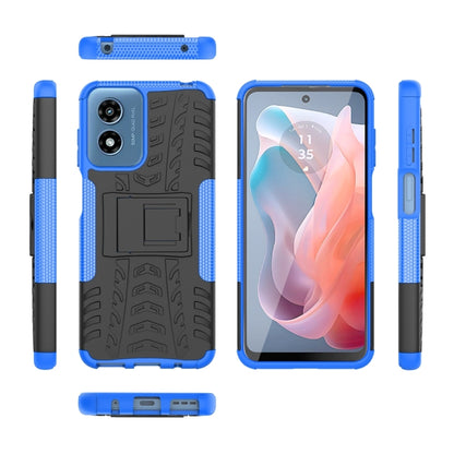 For Motorola Moto G Play 4G 2024 Tire Texture TPU + PC Phone Case with Holder(Blue) by buy2fix