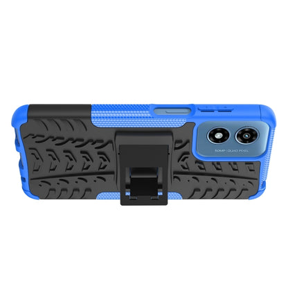 For Motorola Moto G Play 4G 2024 Tire Texture TPU + PC Phone Case with Holder(Blue) by buy2fix
