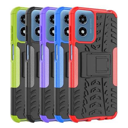 For Motorola Moto G Play 4G 2024 Tire Texture TPU + PC Phone Case with Holder(Blue) by buy2fix