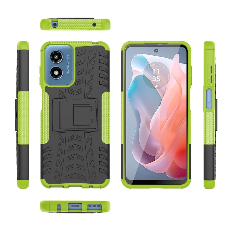 For Motorola Moto G Play 4G 2024 Tire Texture TPU + PC Phone Case with Holder(Green) by buy2fix