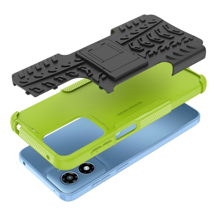 For Motorola Moto G Play 4G 2024 Tire Texture TPU + PC Phone Case with Holder(Green) by buy2fix
