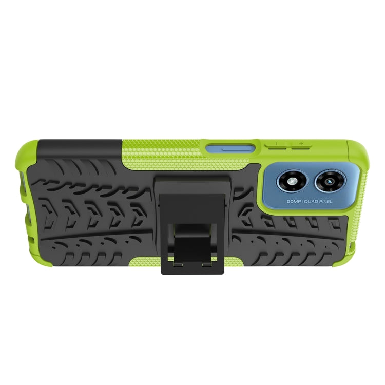 For Motorola Moto G Play 4G 2024 Tire Texture TPU + PC Phone Case with Holder(Green) by buy2fix