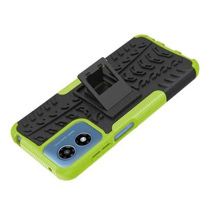 For Motorola Moto G Play 4G 2024 Tire Texture TPU + PC Phone Case with Holder(Green) by buy2fix