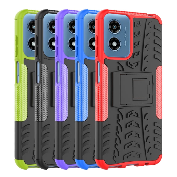 For Motorola Moto G Play 4G 2024 Tire Texture TPU + PC Phone Case with Holder(Green) by buy2fix