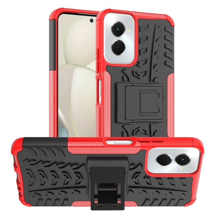 For Motorola Moto G Power 5G 2024 Tire Texture TPU + PC Phone Case with Holder(Red) by buy2fix