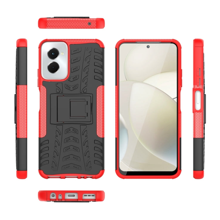 For Motorola Moto G Power 5G 2024 Tire Texture TPU + PC Phone Case with Holder(Red) by buy2fix
