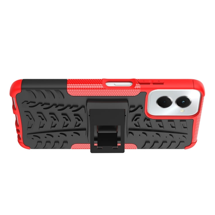 For Motorola Moto G Power 5G 2024 Tire Texture TPU + PC Phone Case with Holder(Red) by buy2fix