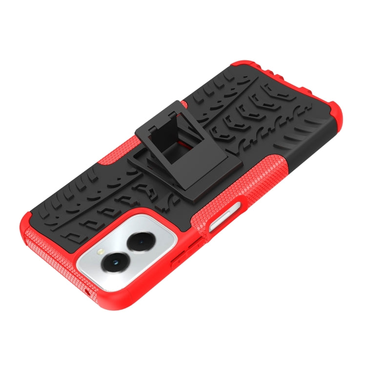 For Motorola Moto G Power 5G 2024 Tire Texture TPU + PC Phone Case with Holder(Red) by buy2fix