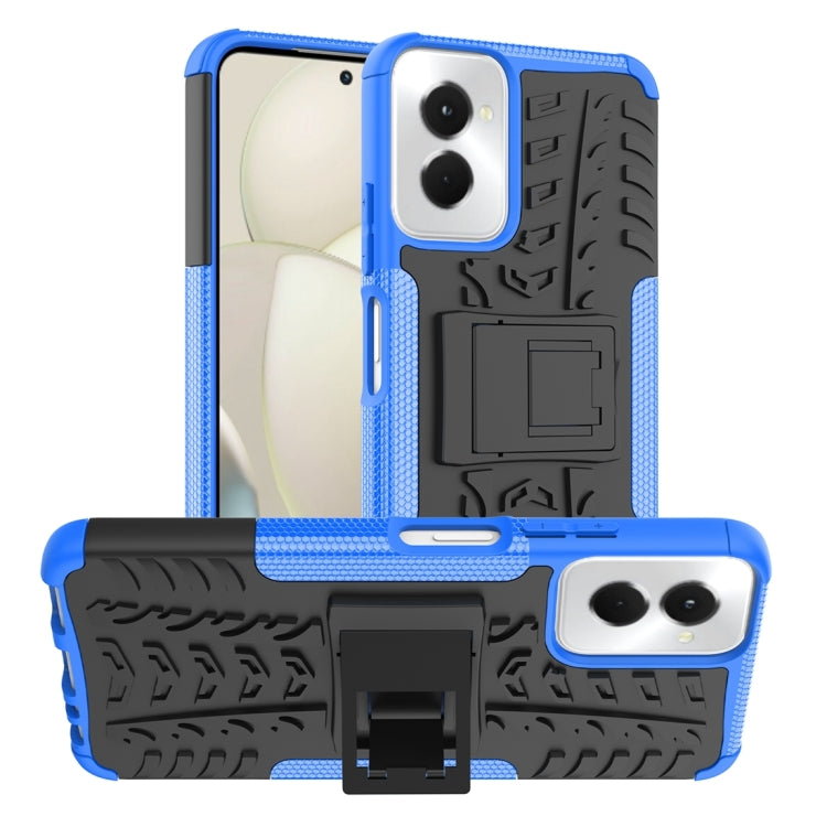 For Motorola Moto G Power 5G 2024 Tire Texture TPU + PC Phone Case with Holder(Blue) by buy2fix