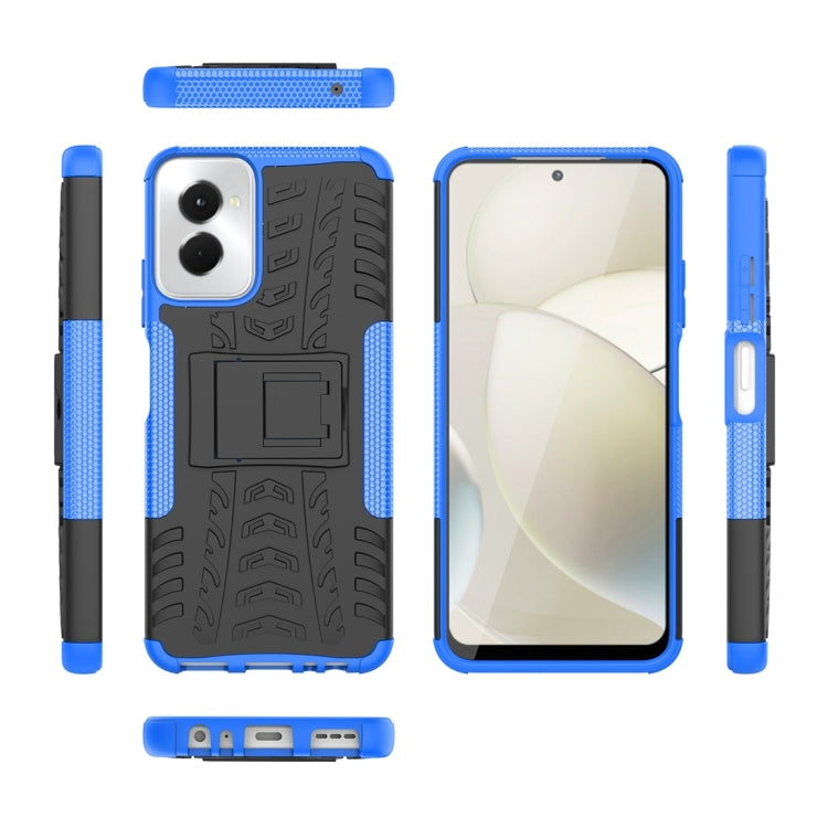 For Motorola Moto G Power 5G 2024 Tire Texture TPU + PC Phone Case with Holder(Blue) by buy2fix