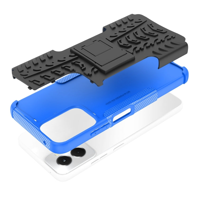 For Motorola Moto G Power 5G 2024 Tire Texture TPU + PC Phone Case with Holder(Blue) by buy2fix
