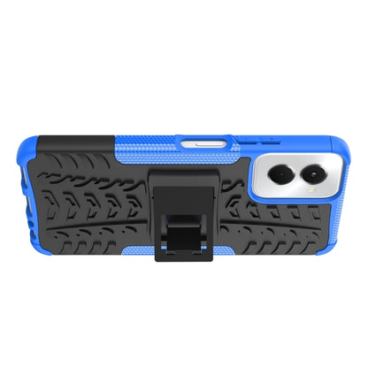For Motorola Moto G Power 5G 2024 Tire Texture TPU + PC Phone Case with Holder(Blue) by buy2fix