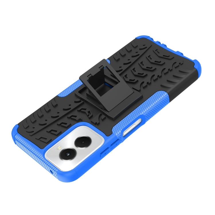 For Motorola Moto G Power 5G 2024 Tire Texture TPU + PC Phone Case with Holder(Blue) by buy2fix