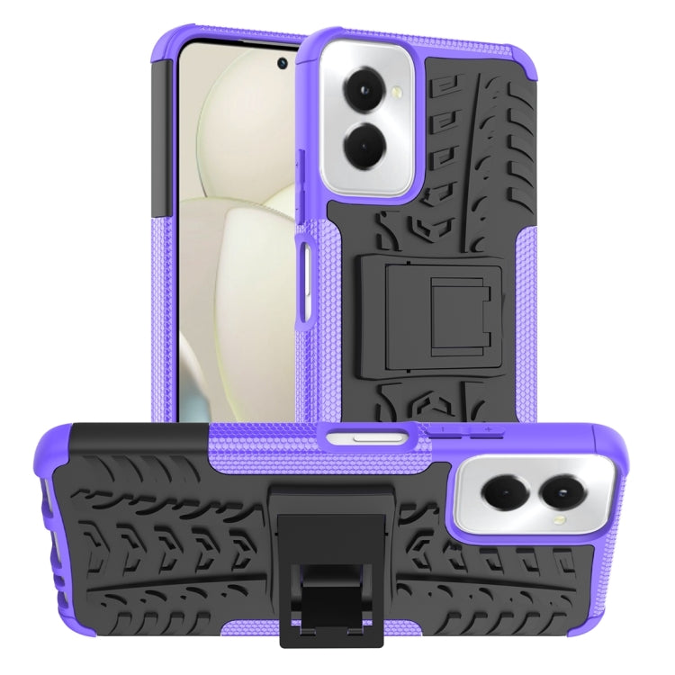 For Motorola Moto G Power 5G 2024 Tire Texture TPU + PC Phone Case with Holder(Purple) by buy2fix