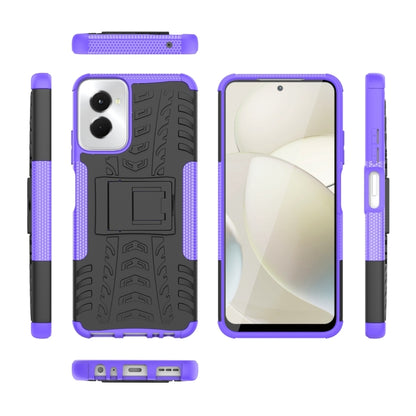 For Motorola Moto G Power 5G 2024 Tire Texture TPU + PC Phone Case with Holder(Purple) by buy2fix