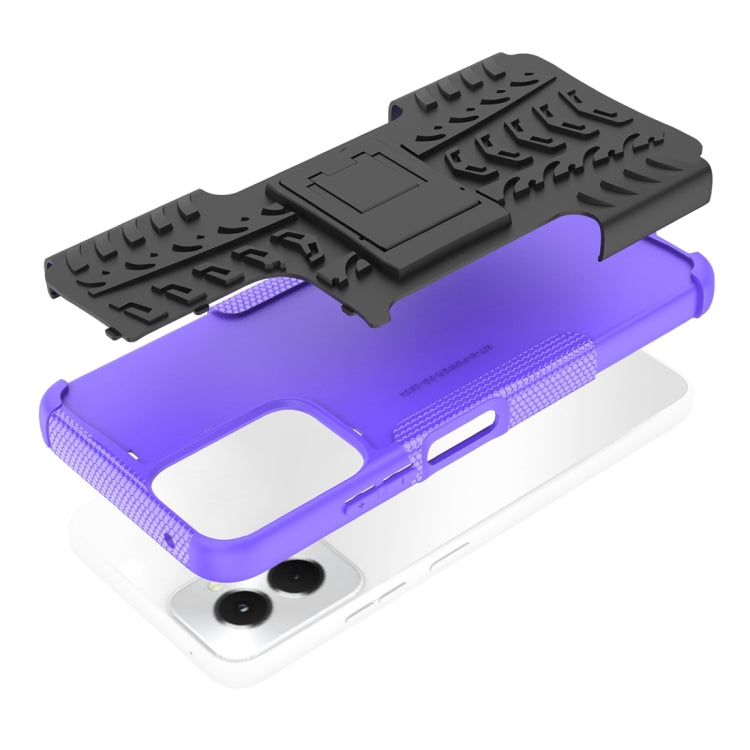 For Motorola Moto G Power 5G 2024 Tire Texture TPU + PC Phone Case with Holder(Purple) by buy2fix