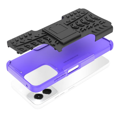 For Motorola Moto G Power 5G 2024 Tire Texture TPU + PC Phone Case with Holder(Purple) by buy2fix