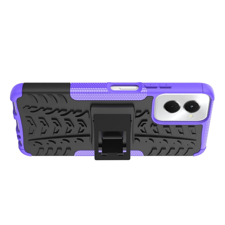 For Motorola Moto G Power 5G 2024 Tire Texture TPU + PC Phone Case with Holder(Purple) by buy2fix