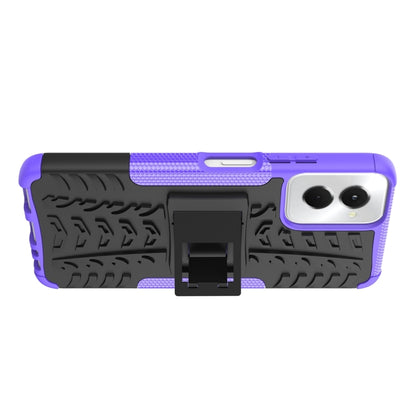 For Motorola Moto G Power 5G 2024 Tire Texture TPU + PC Phone Case with Holder(Purple) by buy2fix
