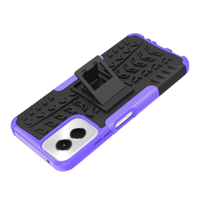 For Motorola Moto G Power 5G 2024 Tire Texture TPU + PC Phone Case with Holder(Purple) by buy2fix