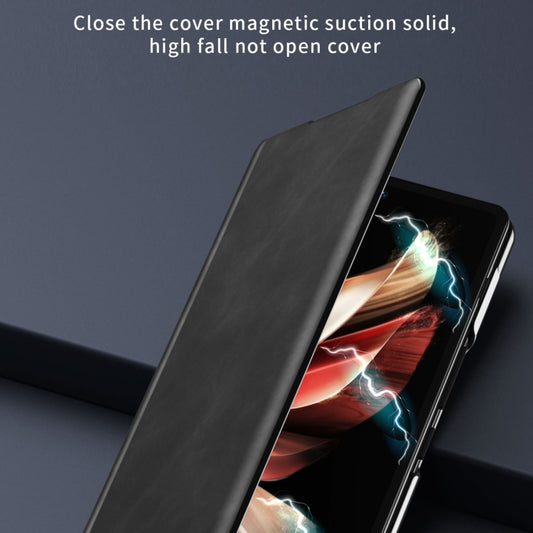 For Honor Magic V2 Celebrity Series Napa Texture Shockproof Phone Leather Case(Black) - Honor Cases by buy2fix | Online Shopping UK | buy2fix